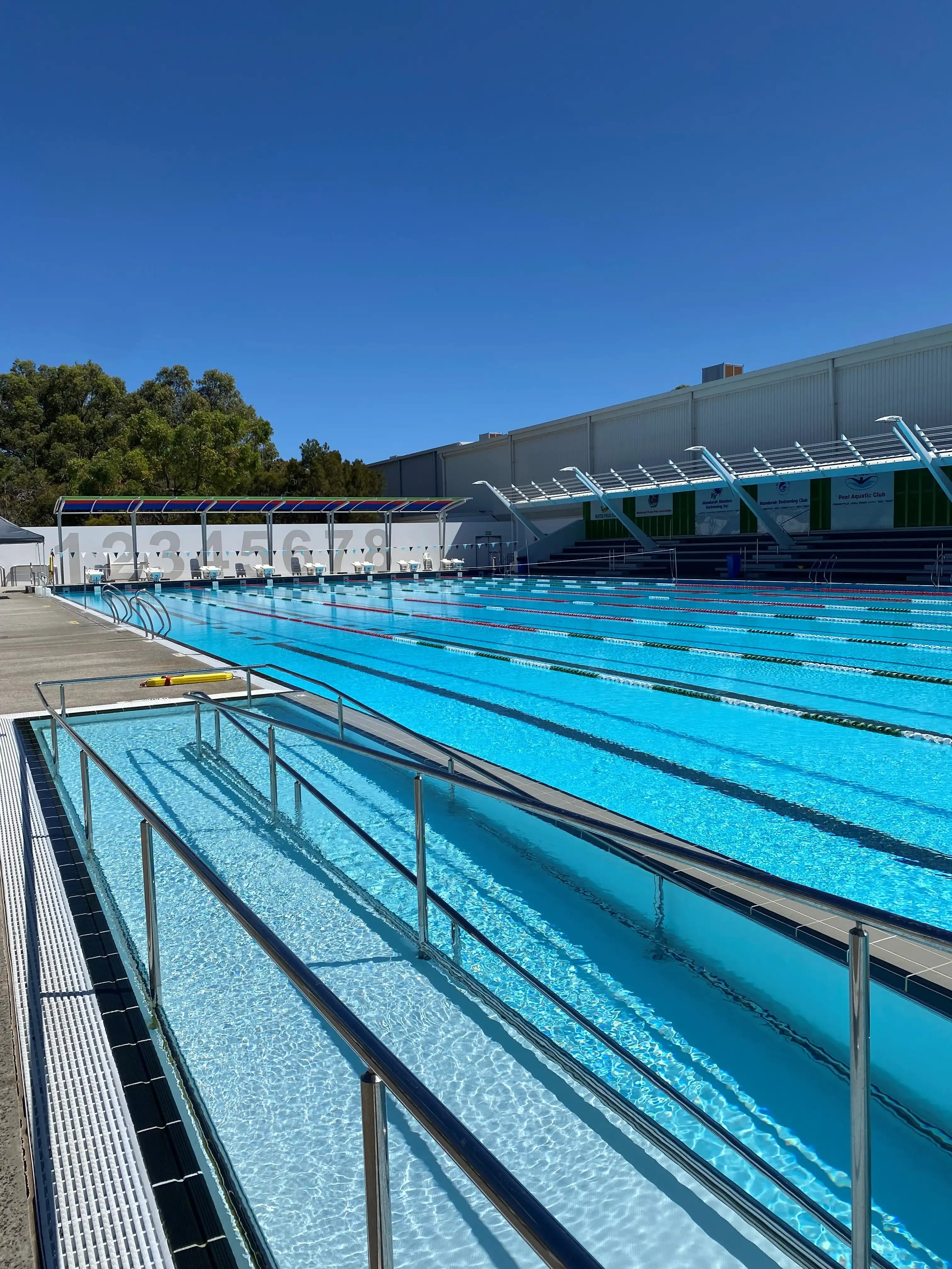 Swimming pool with swimming lanes.